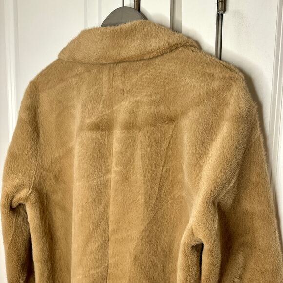 ZARA Light Brown Beige Faux Fur Long Coat Trench Blogger Favorite | Large - Picture 12 of 16